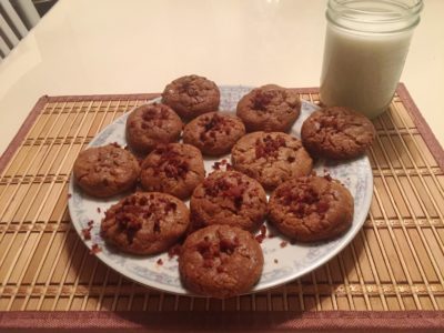 Bacon Chocolate Chip Cookies with Maple Cinnamon Glaze